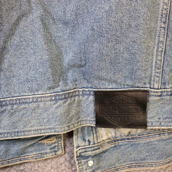 Harley-Davidson Denim Jacket 3XL Big & Tall Blue Jean Trucker Embroidered Logo - Picture 10 of 11